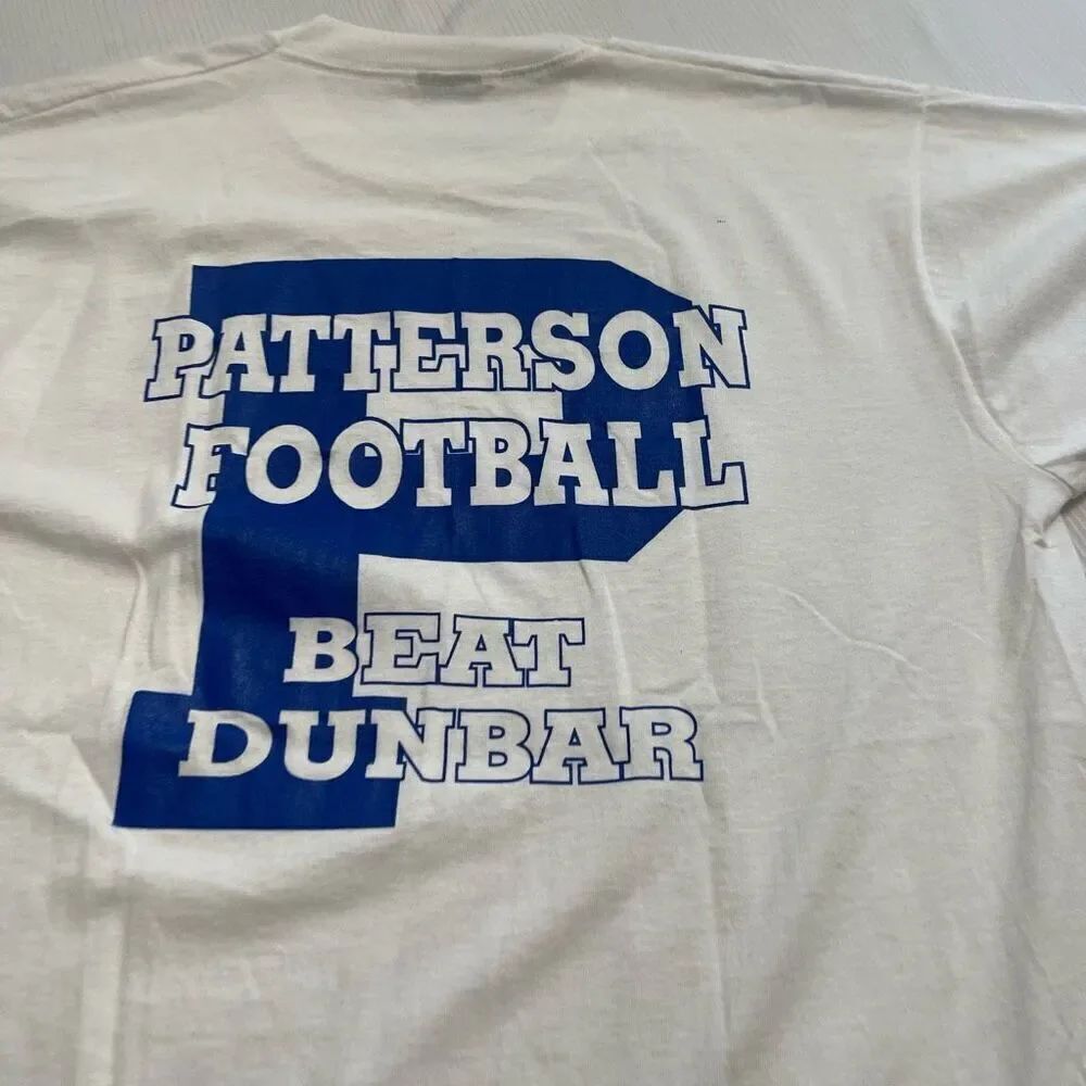 Patterson Football Dunbar High School VTG White Single Stitch T-Shirt Size XL